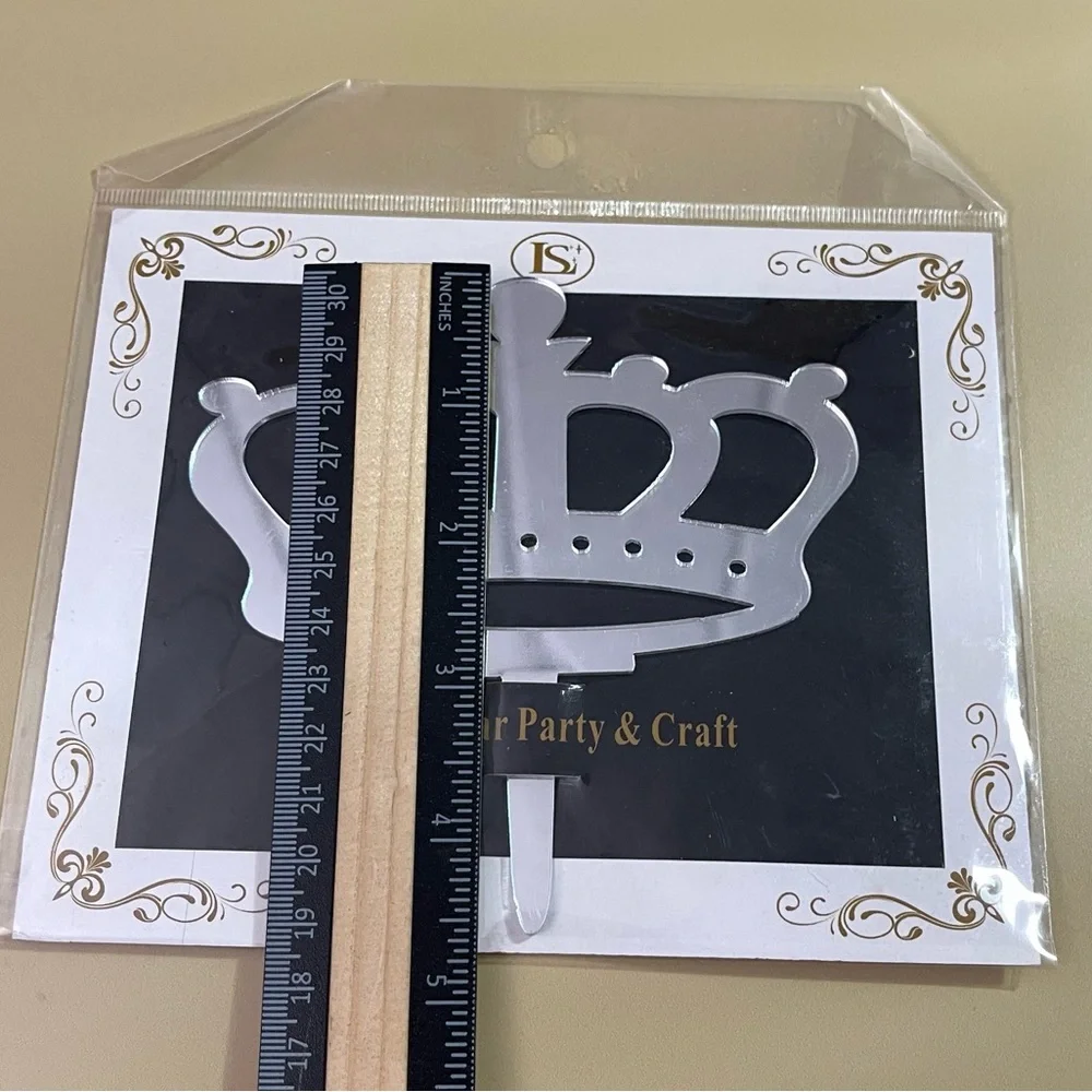 NWT Royal Crown Mirrored Acrylic Cake Topper